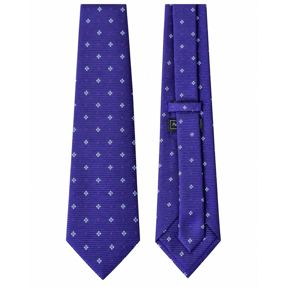 Leonardo of Italy Men’s 100% Silk Tie Purple Geometric Floral Made in Italy